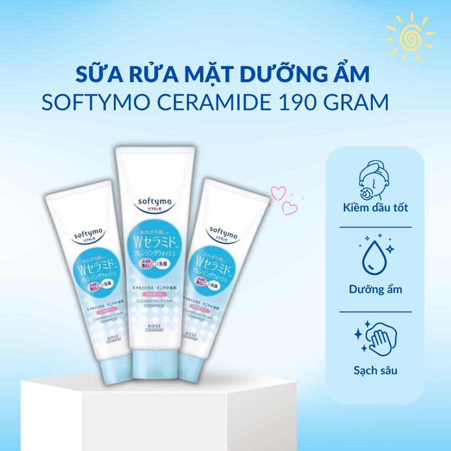 SỮA RỬA MẶT & TẨY TRANG TẠO BỌT DƯỠNG ẨM BỔ SUNG CERAMIDE SOFTYMO (190G)